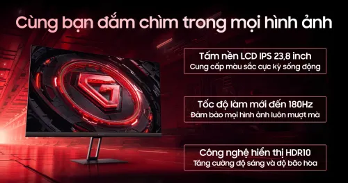 Màn hình Xiaomi Gaming G24i (23.8-inch/ FHD/ FastIPS/ 180Hz/ 1ms/ DP+HDMI) - BH 36 Tháng
